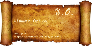 Wimmer Opika névjegykártya